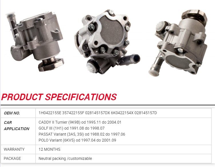 028145157D 357422155f 028145157dx 6K0422154X Power Steering Pump for VW Passat Variant