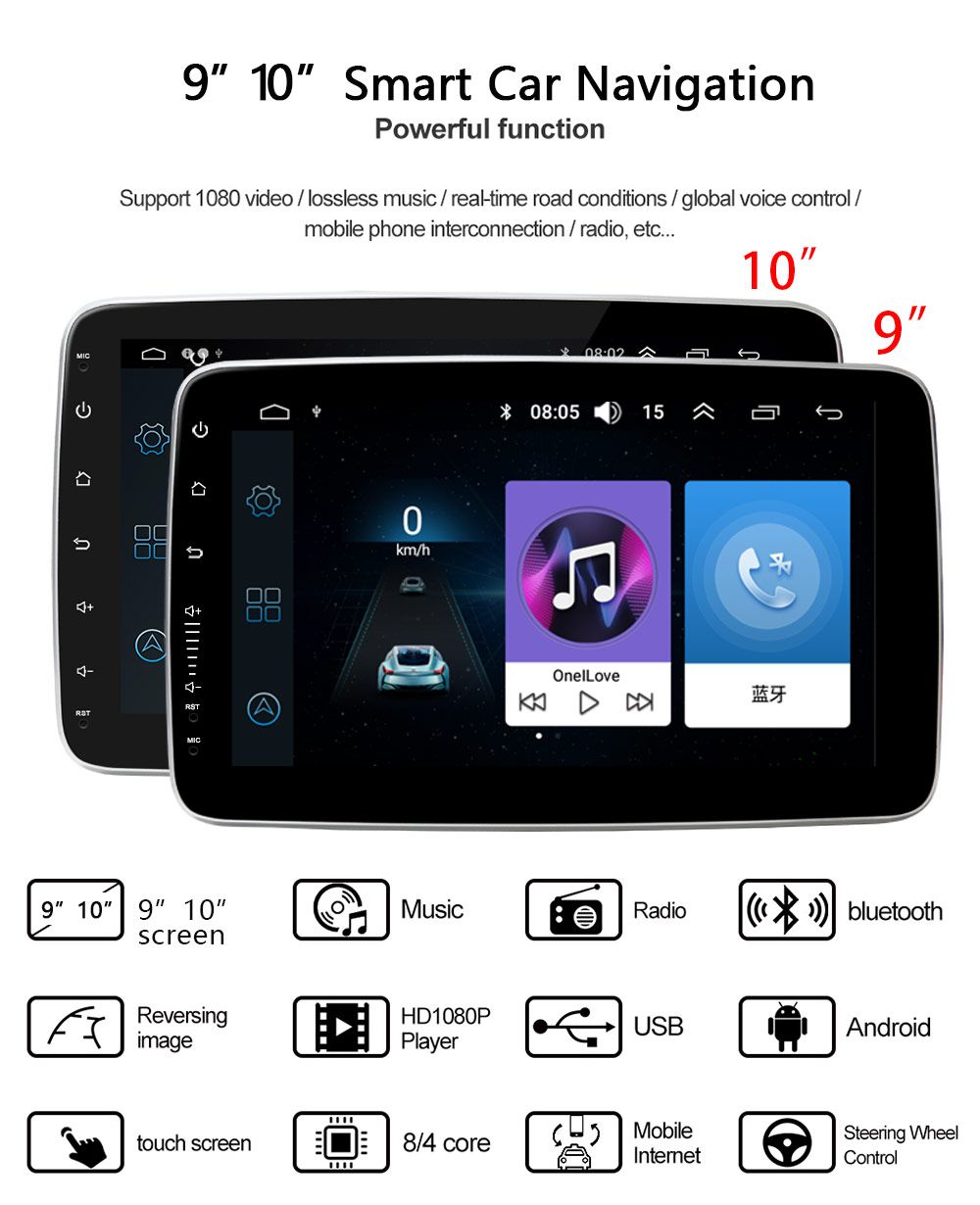 10.1inch 9inch Android 360 Degree Rotatable Screen Car Video Multimedia System with Carplay Auto