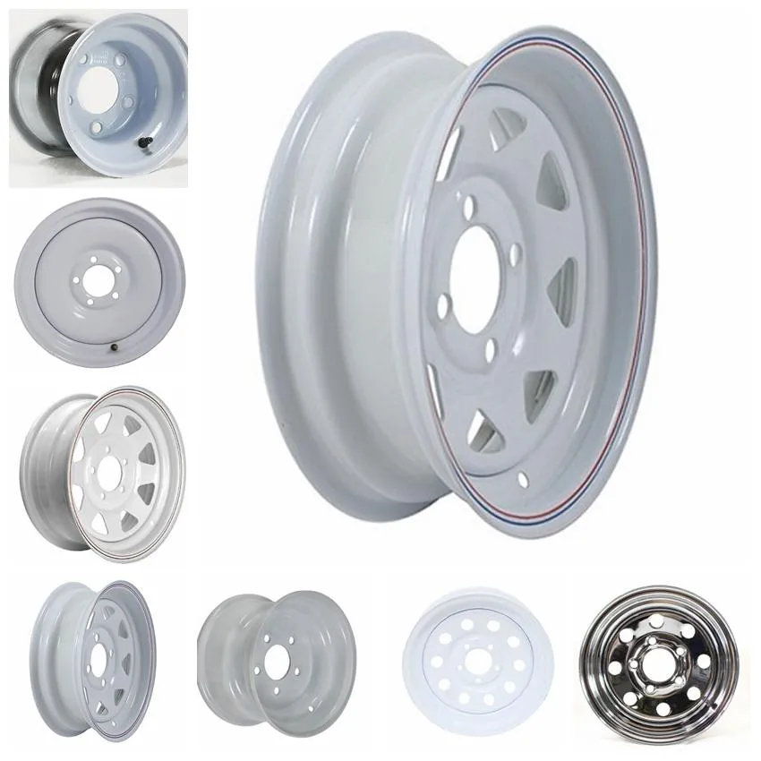 13X4.5 White Modular Steel Trailer Wheel with No Pinstripes, 5 Lug, 1660 Max Load