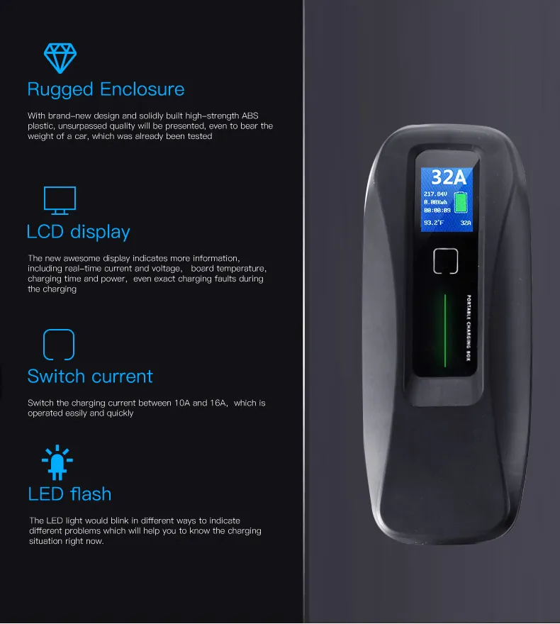 32A Evse Type 1 Portable Electric Charger with NEMA Plug