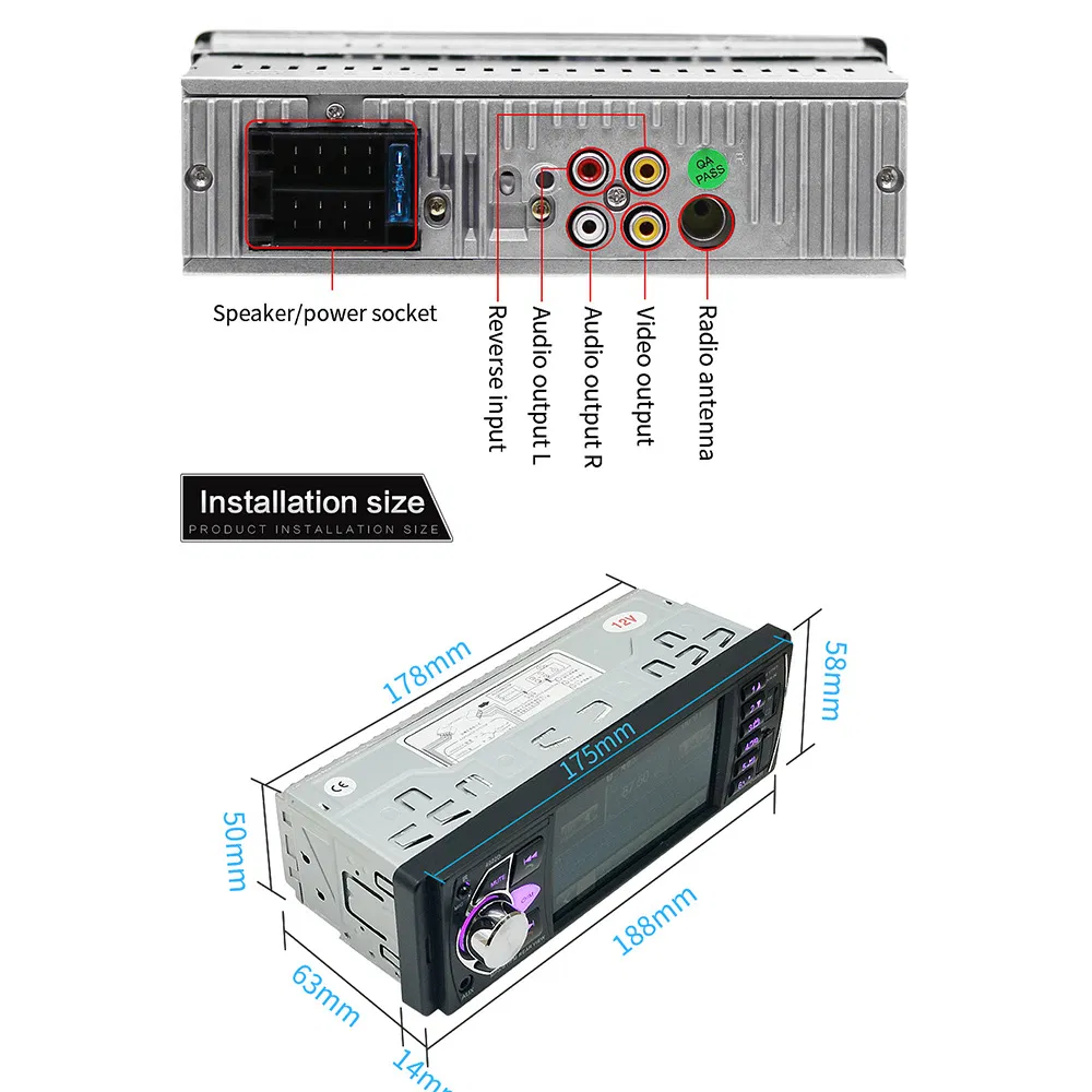 4.1inch 1 DIN Full HD Digital Car Bluetooth MP5 Player 4022D