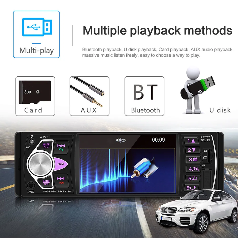 4.1inch 1 DIN Full HD Digital Car Bluetooth MP5 Player 4022D