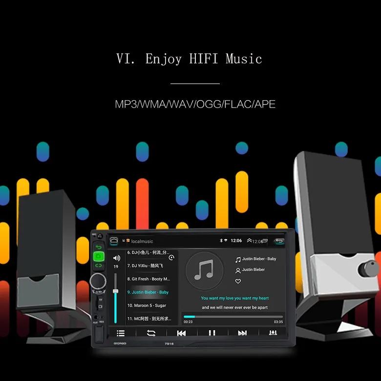 7-Inch Screen Android Multi-Function GPS Mirror Connection with Rear View Camera