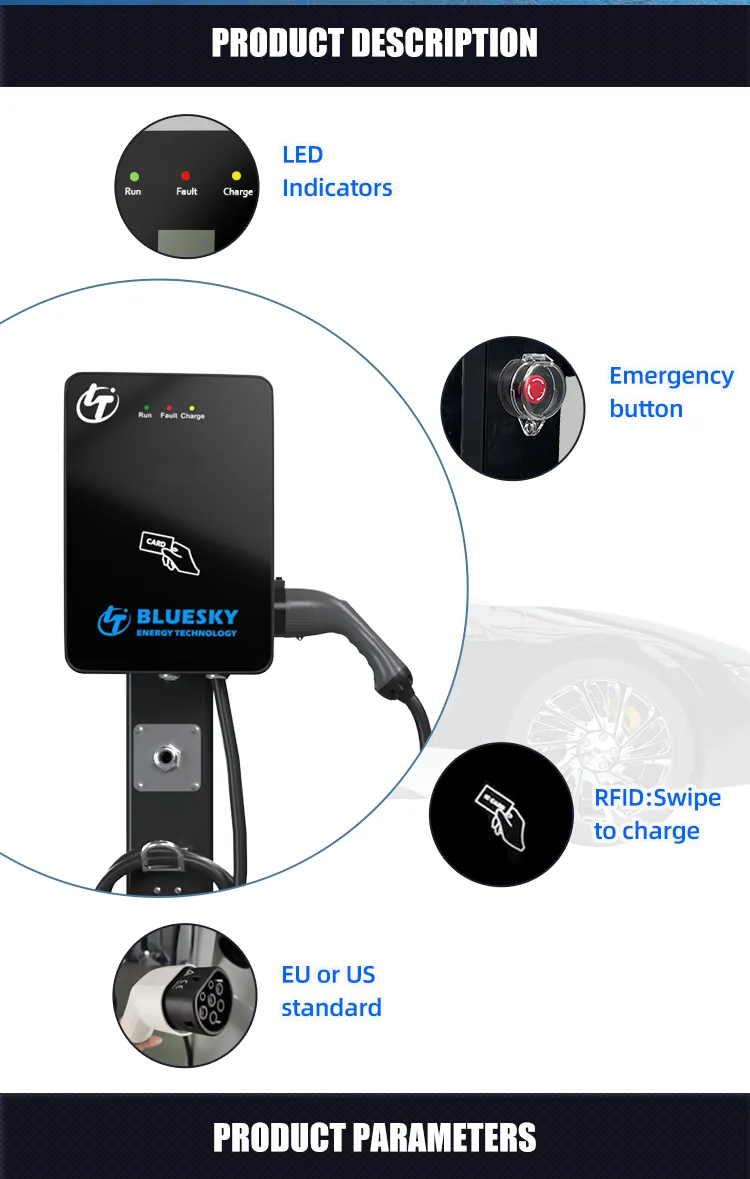 7kw AC EV Charger 2.4 Screen Wall Mounted Type 1 or Type 2 Electric Car Charger Adapter Charging System Evse J1772 Charger Home