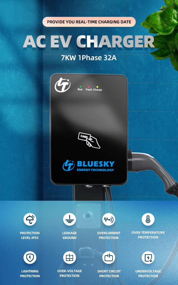 7kw AC EV Charger 2.4 Screen Wall Mounted Type 1 or Type 2 Electric Car Charger Adapter Charging System Evse J1772 Charger Home