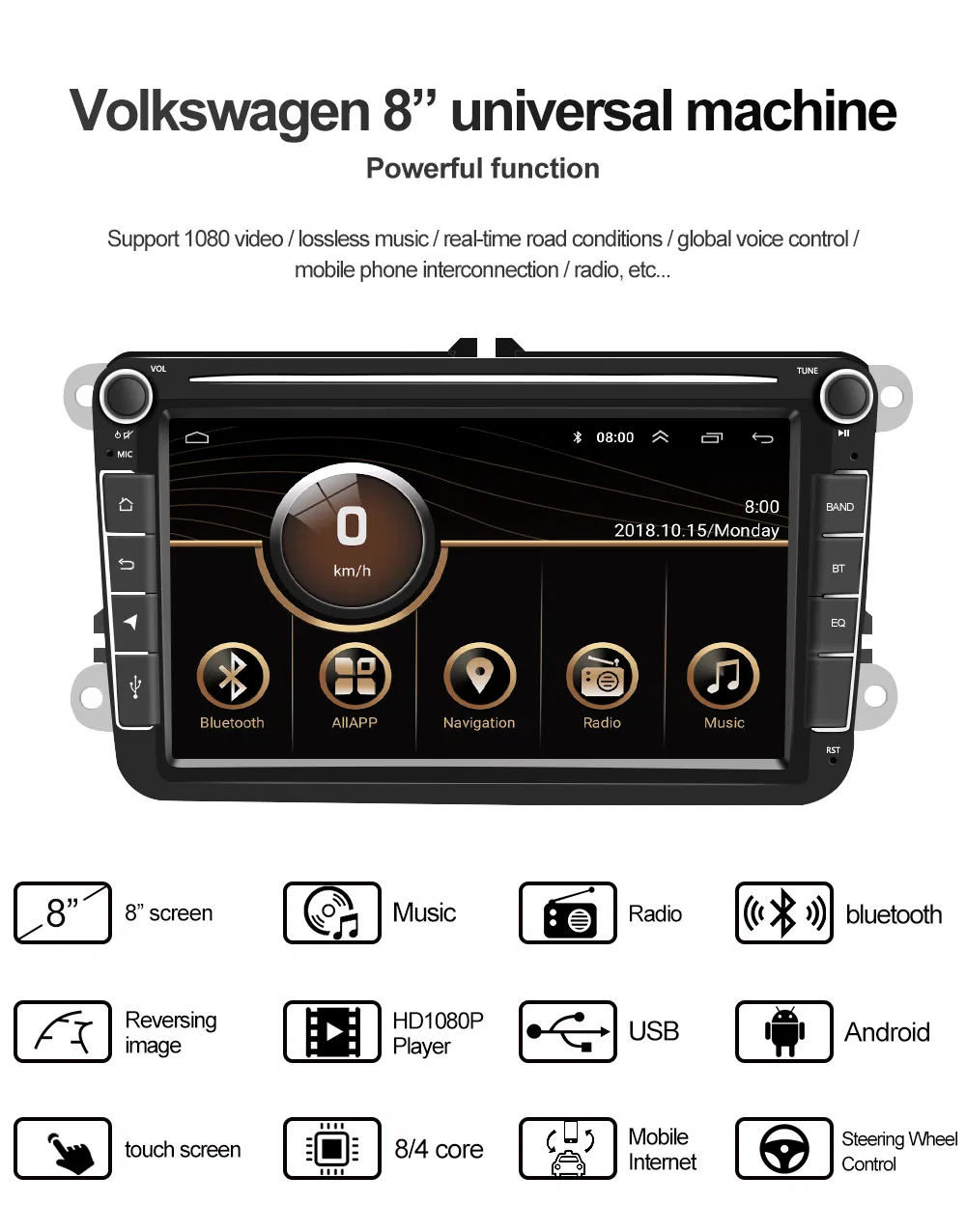 8inch 8core Ts10 128GB Android10 Car Radio Navigator for Seat Leon Skoda VW with GPS DSP Carplay WiFi 4glte