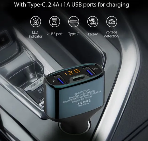 C52s Handsfree Bluetooth Car Kit MP3 Player with FM Transmitter Charger