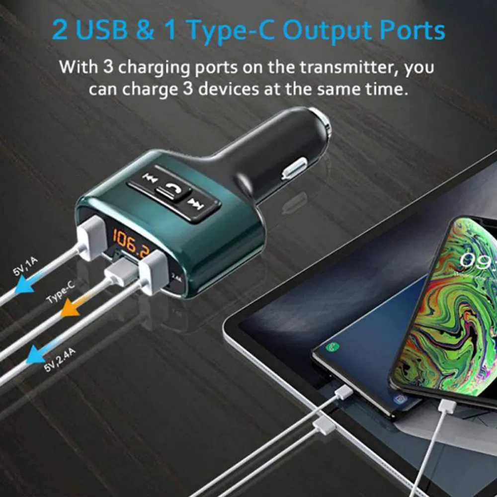 C52s Handsfree Bluetooth Car Kit MP3 Player with FM Transmitter Charger