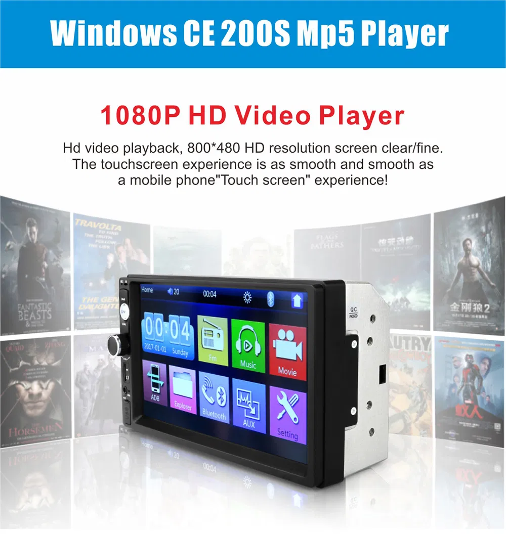 Car Dynamic Modern Player Sunplus System HD1080p Touch Screen 7 Inch Car Radio MP5 with Mirror Link