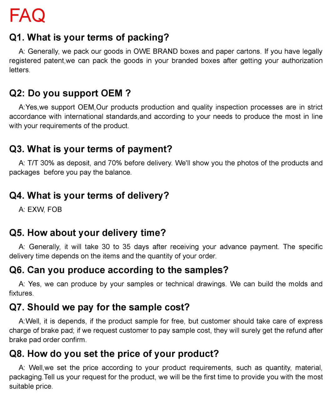 Ceramic Formula Brake Pads D1260 for BMW (34 11 2 339 270)