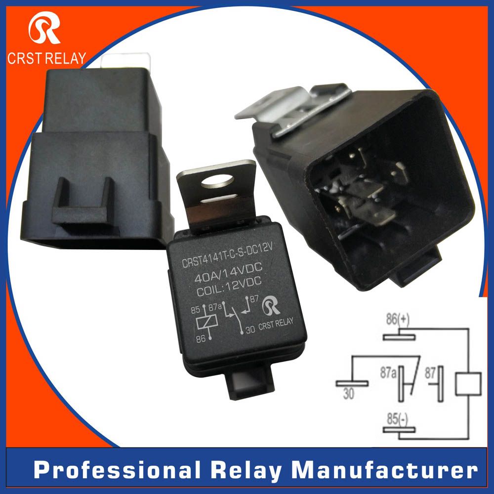Crst4141t 12 Volt Automotive 12V Changeover 40A 14VDC 5pin Smart Headlight Car Relay with Socket