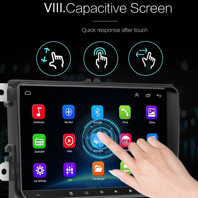 Factory Supply 9003c Smart Full Touch Screen Mirror Link Ios and Adroid Phone Android8.1 Multimediasystem for VW Radio and Vadio MP5 Car Player