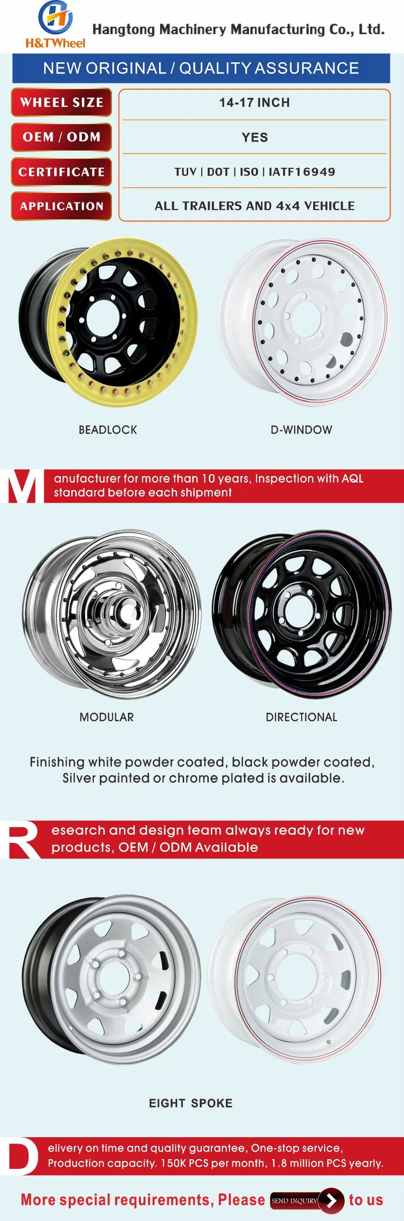 H&T Wheel 16 Inch 16X4.0 PCD 5X98 Steel Spare Wheel Rim