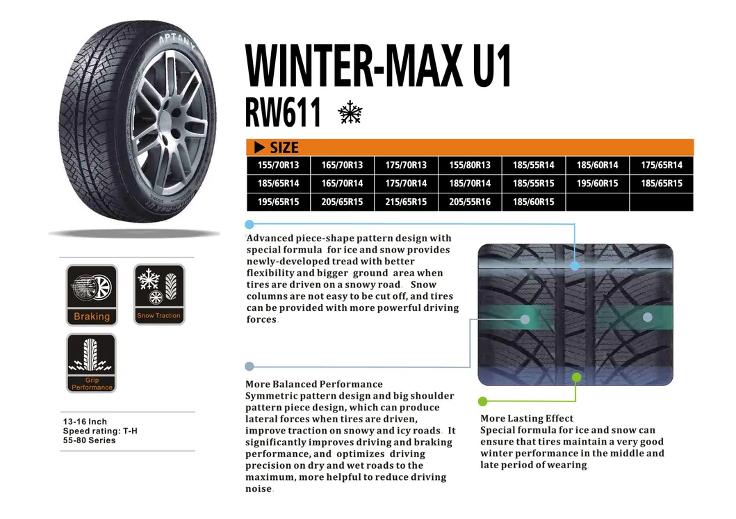Hanmix Aptany Brand Car Tyre Chinese Summer Winter All Season UHP/Van/SUV/4X4 /at/Mt/Ht/Rt PCR Tire Radial Passenger Tyre 155/70r13 165/70r13