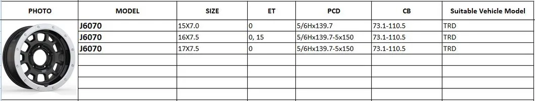 J6070 JXD Brand Auto Spare Parts Alloy Wheel Rim Replica Car Wheel for Toyota TRD