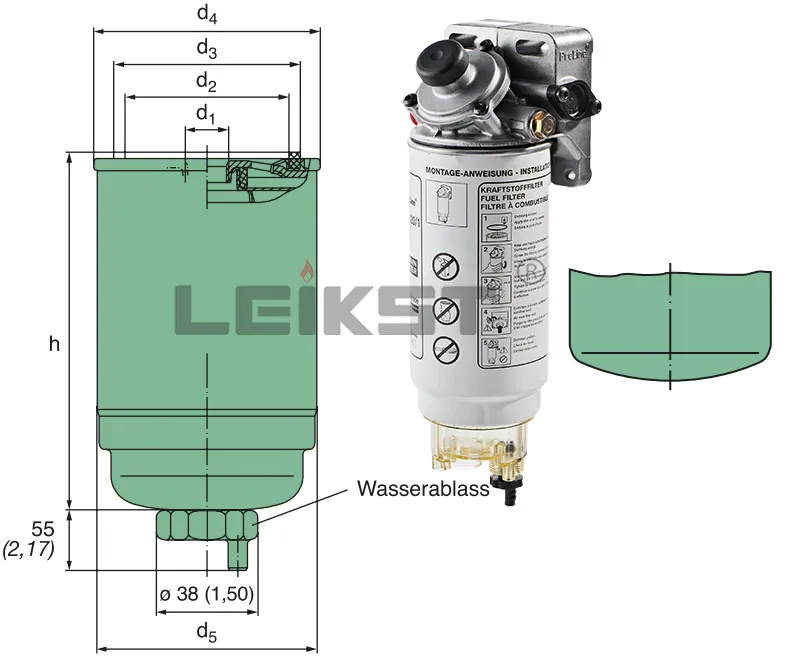 P551034/Pl270X /Fs19525/Wk8131 Leikst Engine Fuel System /32925994 Diesel Fuel Water Separator Filter Producer Zp80f