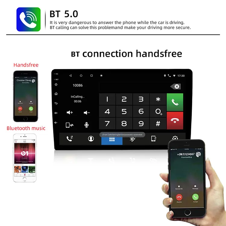 Top 9inch RAM 4GB ROM 64GB Resolution 1024*600 Android Auto Bt WiFi Carplay