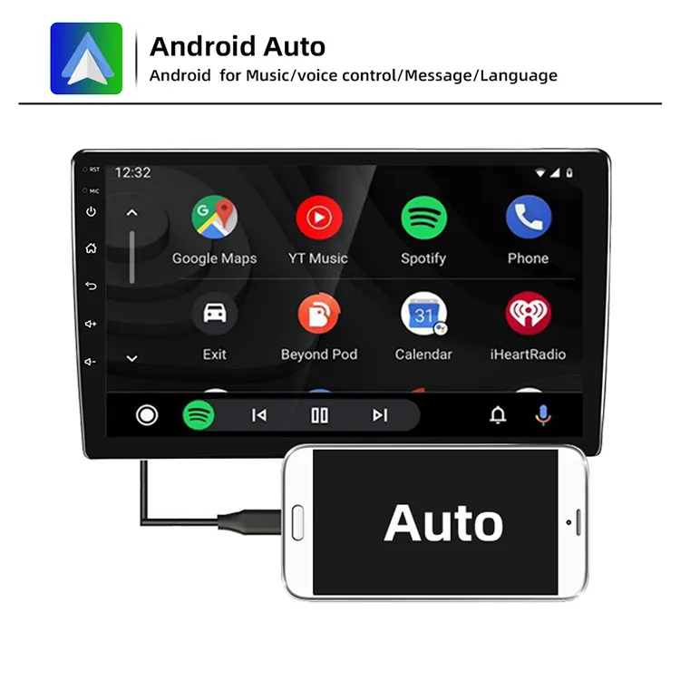 Top 9inch RAM 4GB ROM 64GB Resolution 1024*600 Android Auto Bt WiFi Carplay
