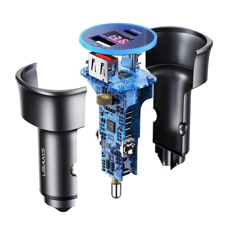 Usams 2021 Cc146 95W USB C Car Charger 65W 30W Type C Super Fast Charging QC 3.0 Cigarette Lighter Adapter for Car