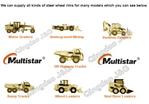 Wheels for Dump Truck, Straddle Carrier, Graders, Underground Mining LHD Loaders, Scarpers 24-10.00/2.0, 25-11.5/2.0, 25-13.00/2.5