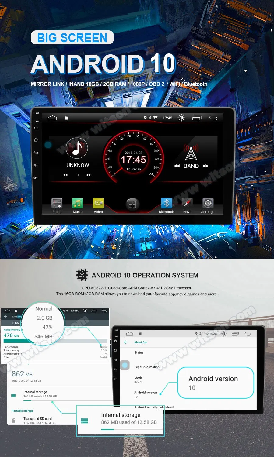 Witson Android 10 Car DVD Navigation Radio for Honda Hrv/Vezel 2015