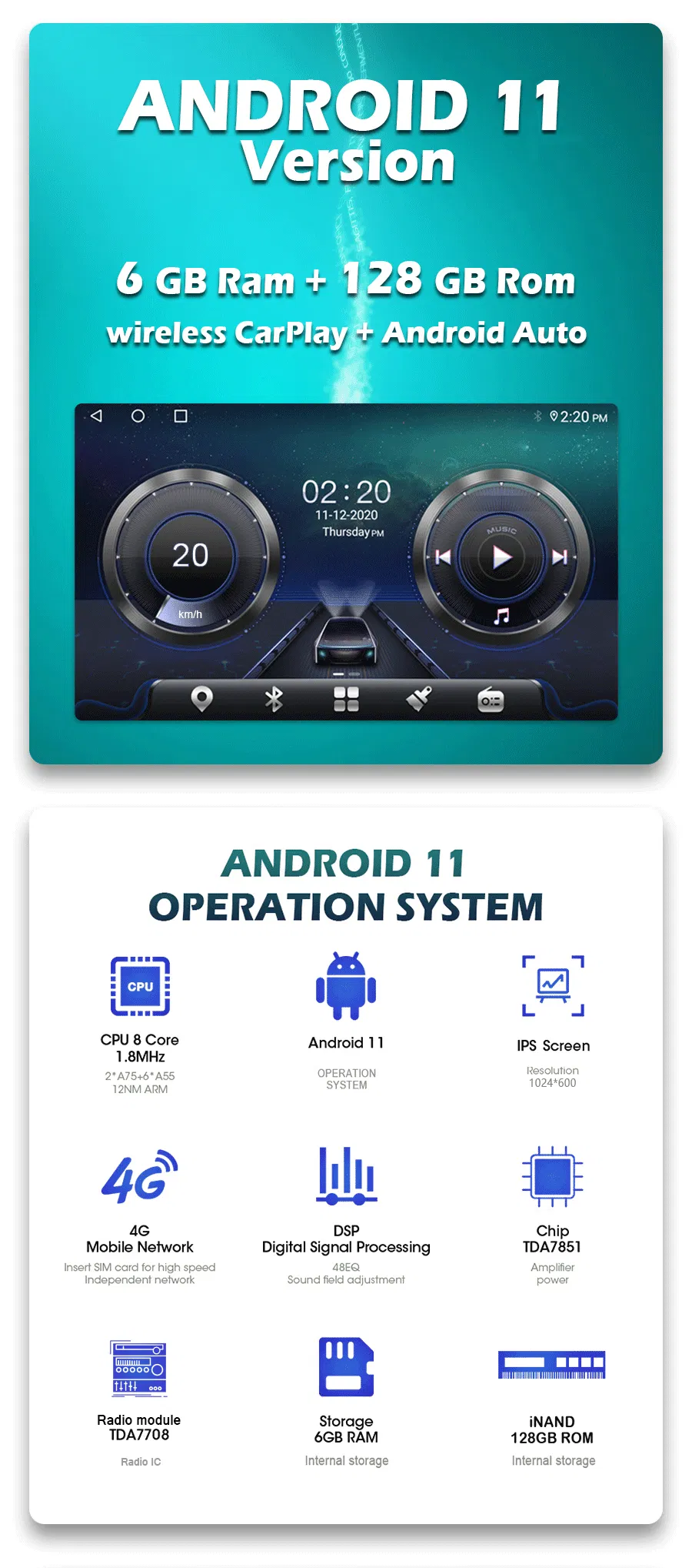 Witson Android 11 Car Radio for Citroen C4 C-Triomphe C-Quatre 2004-2009 WiFi GPS Carplay Multimedia DSP Navigation